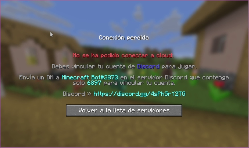 Captura de pantalla mostrando la pantalla de vinculación de Discord